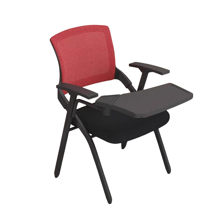 オフィスチェア 会議椅子 研修会 メモ台 折りたたみ スチールフレーム メッシュ生地 ブラック ブルー カスタマイズ可能 BGY-N042