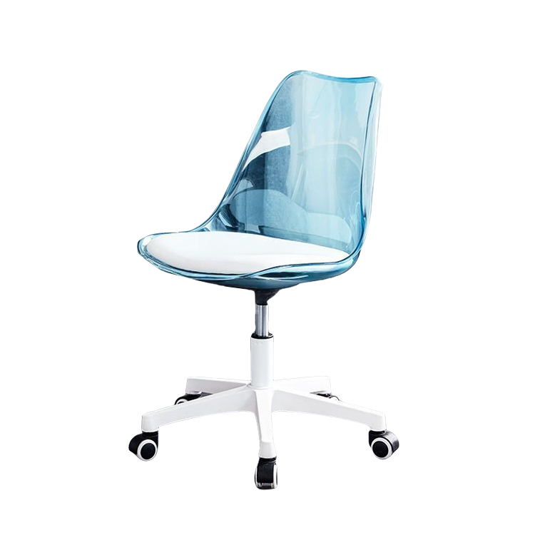 回転チェア ワーキングチェア オフィスチェア 事務椅子 作業チェア 事務用 役員用 オフィス用 弧状背もたれ 透明感 フィット感 シンプル おしゃれ ブルー BGY-N048