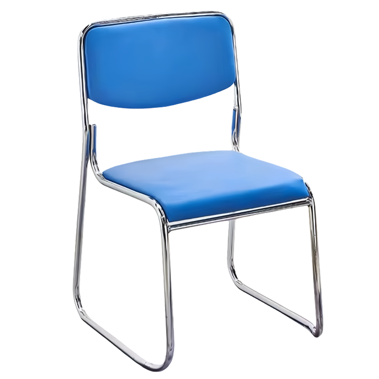 事務椅子 研修用チェア 省スペース キャップ スタッキング ループ脚 5脚 重ね可能 シンプル ブルー カスタマイズ可能 BGY-N050