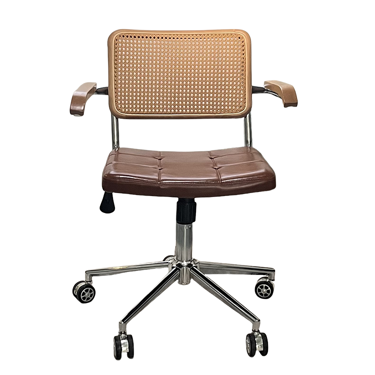 ワークチェア オフィスチェア 事務椅子 籐編みチェア キャスター付き 柔軟性 静音 機能性 洗練 スタイリッシュ ブラック BGY-N064