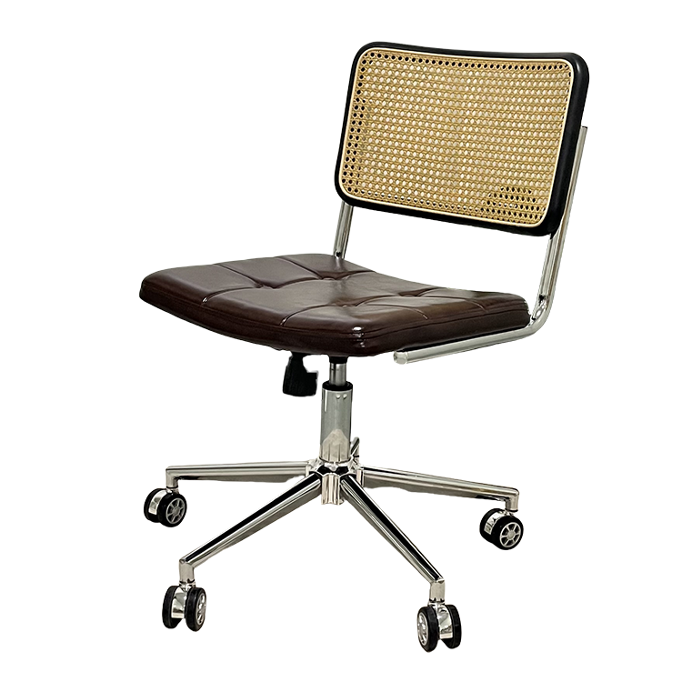 ワークチェア オフィスチェア 事務椅子 籐編みチェア キャスター付き 柔軟性 静音 機能性 洗練 スタイリッシュ ブラック BGY-N064