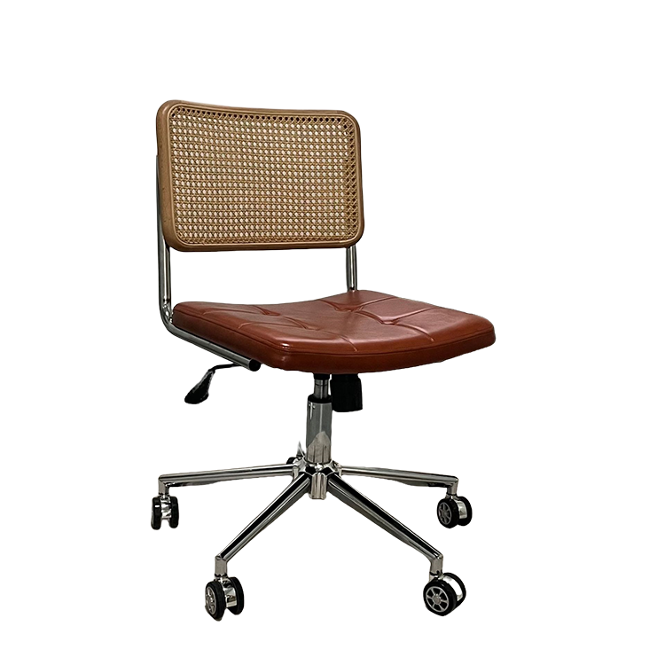 ワークチェア オフィスチェア 事務椅子 籐編みチェア キャスター付き 柔軟性 静音 機能性 洗練 スタイリッシュ ブラック BGY-N064