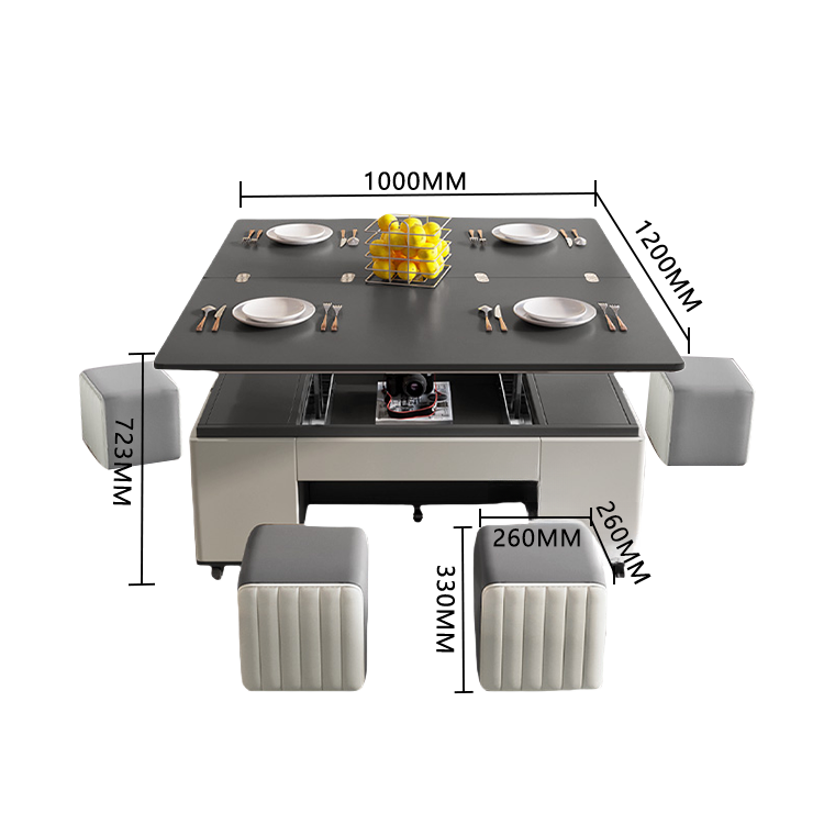 ダイニングテーブル サイドテーブル ローテーブル 昇降テーブル 折り畳み キャスター 省スペース大容量収納 モダン ホワイト CZ-N001