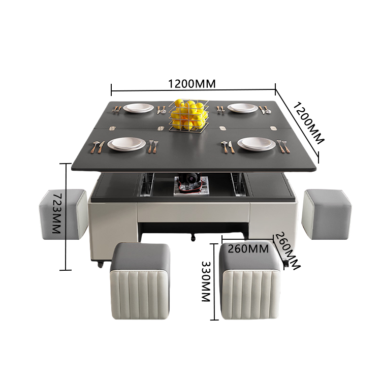 ダイニングテーブル サイドテーブル ローテーブル 昇降テーブル 折り畳み キャスター 省スペース大容量収納 モダン ホワイト CZ-N001