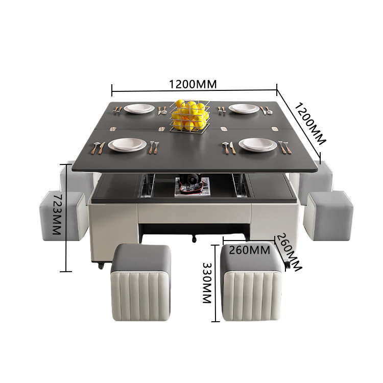 ダイニングテーブル サイドテーブル ローテーブル 昇降テーブル 折り畳み キャスター 省スペース大容量収納 モダン ホワイト CZ-N001