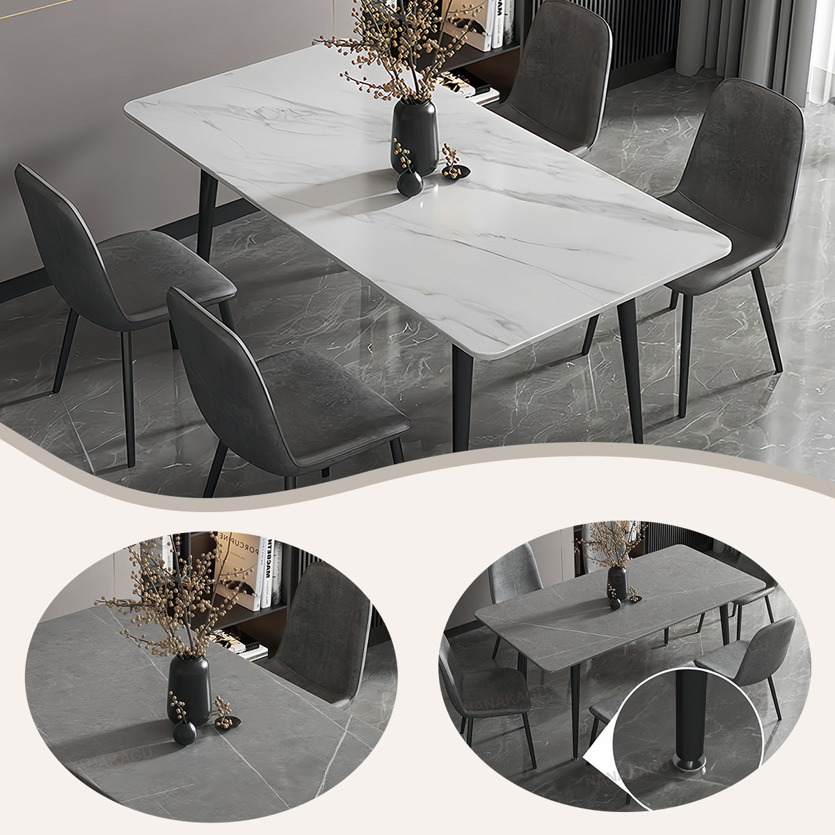 ダイニングテーブル 長方形 食卓 テーブル 在宅用 食事用 セラミック スチールフレーム おしゃれ ホワイト カスタマイズ可能 CZ-N005