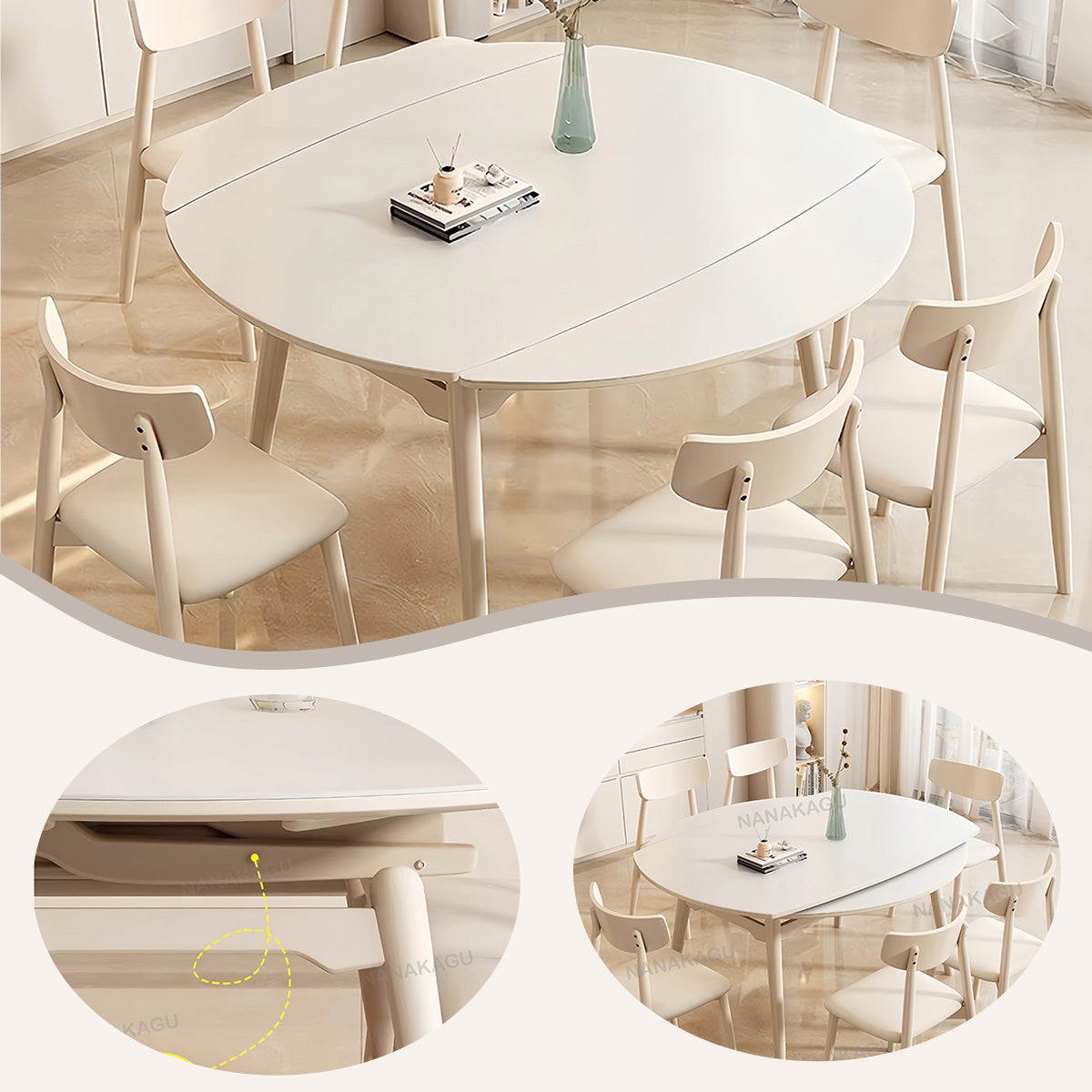 ダイニングテーブル 円卓 食卓 テーブル 在宅用 食事用 キッチン 折りたたみ モダン おしゃれ ベージュ カスタマイズ可能 CZ-N007