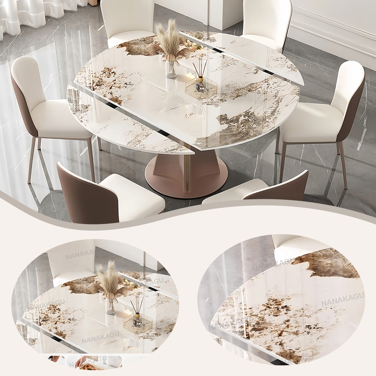 ダイニングテーブル 円卓 食卓 テーブル 食事用 折りたたみ 省スペース 回転可能 おしゃれ ホワイト カスタマイズ可能 CZ-N008