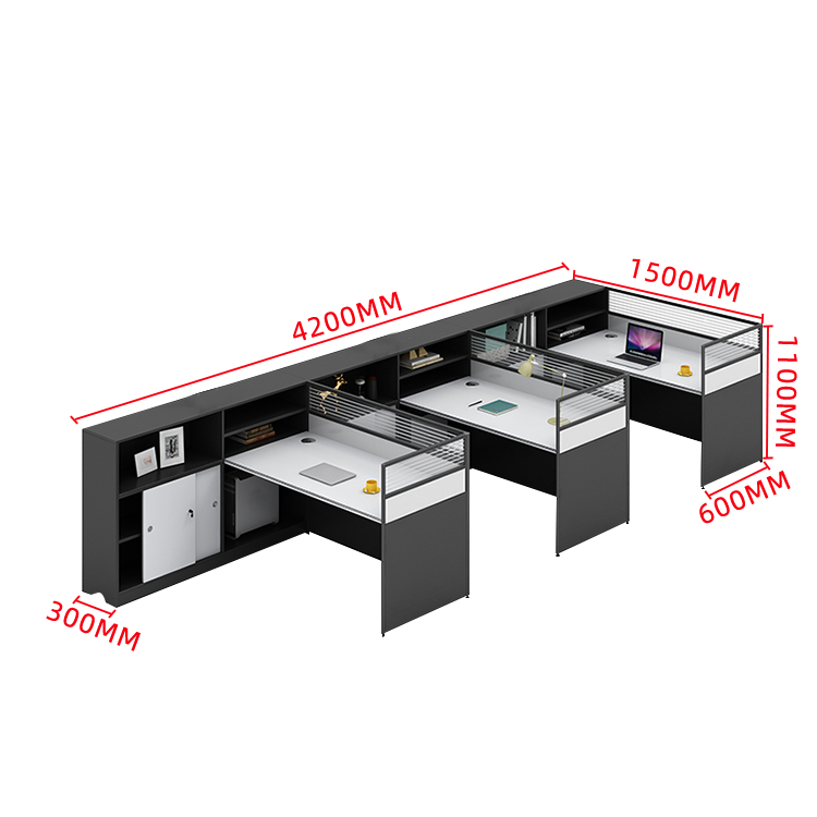 オフィスデスク 事務机 ワークデスク 収納棚 配線穴 大容量収納 厚手 高品質 シンプル 快適 グレー カスタマイズ可能 YGZ-N014