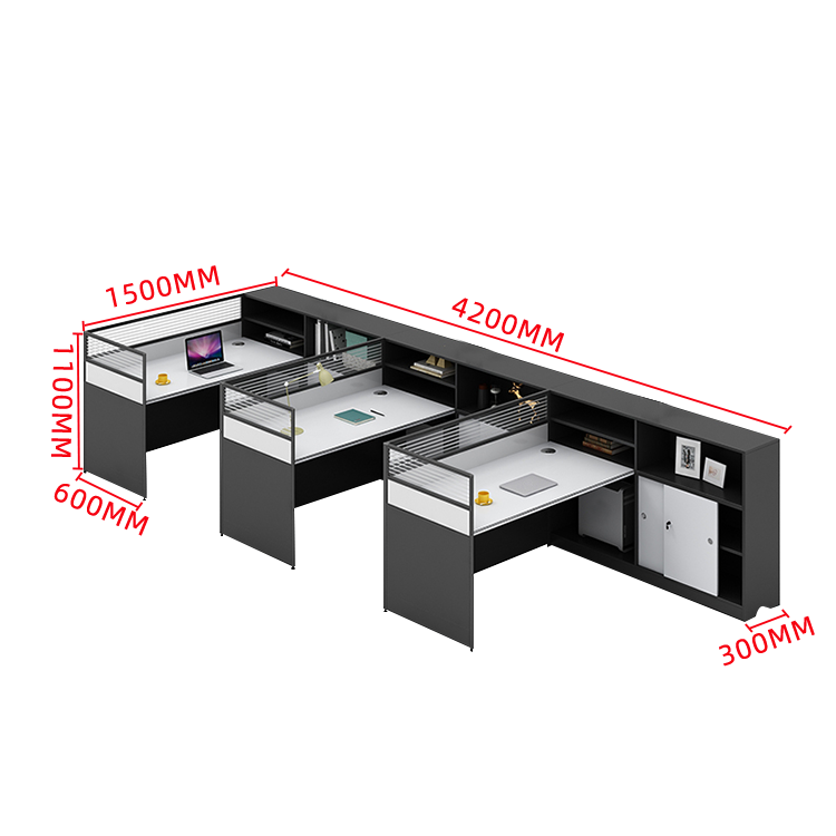 オフィスデスク 事務机 ワークデスク 収納棚 配線穴 大容量収納 厚手 高品質 シンプル 快適 グレー カスタマイズ可能 YGZ-N014
