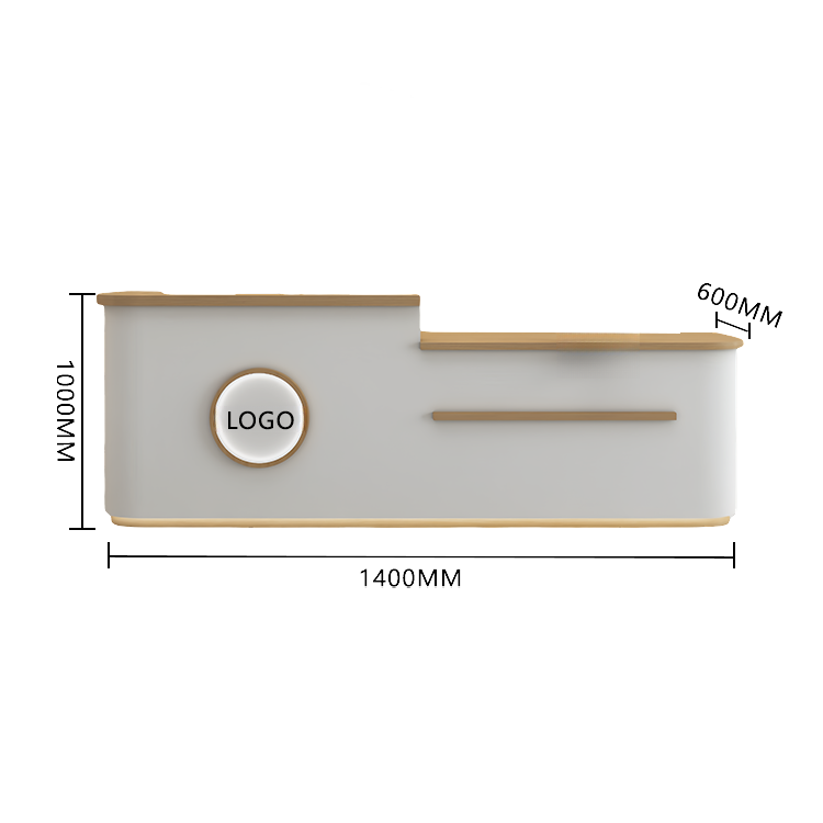 受付カウンター レジカウンター 大型 受付台 店舗用 サロン 大容量収納 丈夫 ベージュ カスタマイズ可能 JDQT-BODS-N005