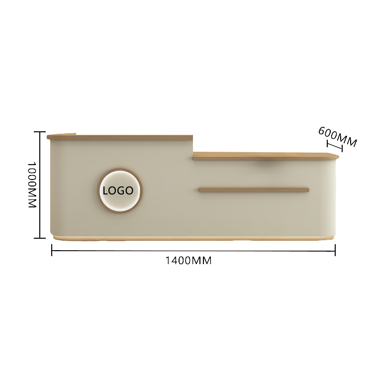 受付カウンター レジカウンター 大型 受付台 店舗用 サロン 大容量収納 丈夫 ベージュ カスタマイズ可能 JDQT-BODS-N005