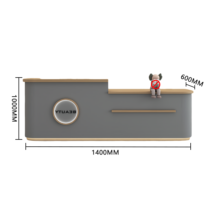 受付カウンター レジカウンター 大型 受付台 店舗用 サロン 大容量収納 丈夫 ベージュ カスタマイズ可能 JDQT-BODS-N005