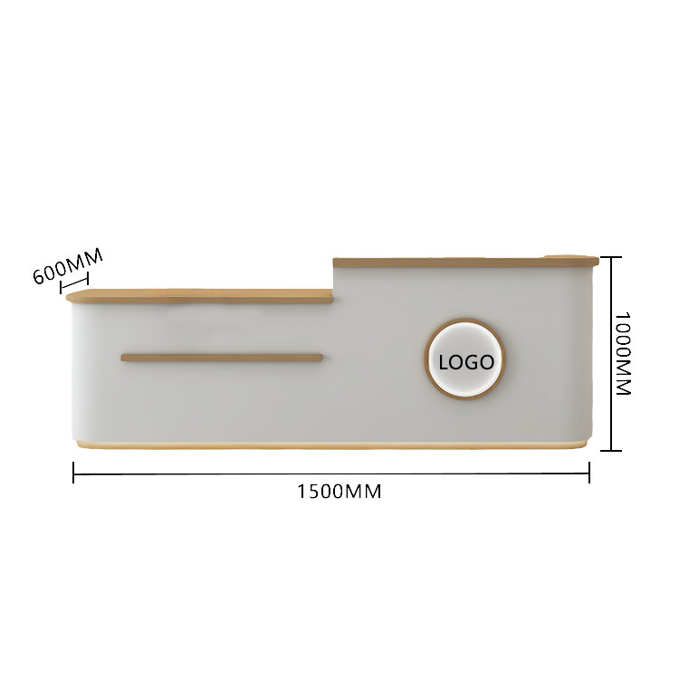 受付カウンター レジカウンター 大型 受付台 店舗用 サロン 大容量収納 丈夫 ベージュ カスタマイズ可能 JDQT-BODS-N005