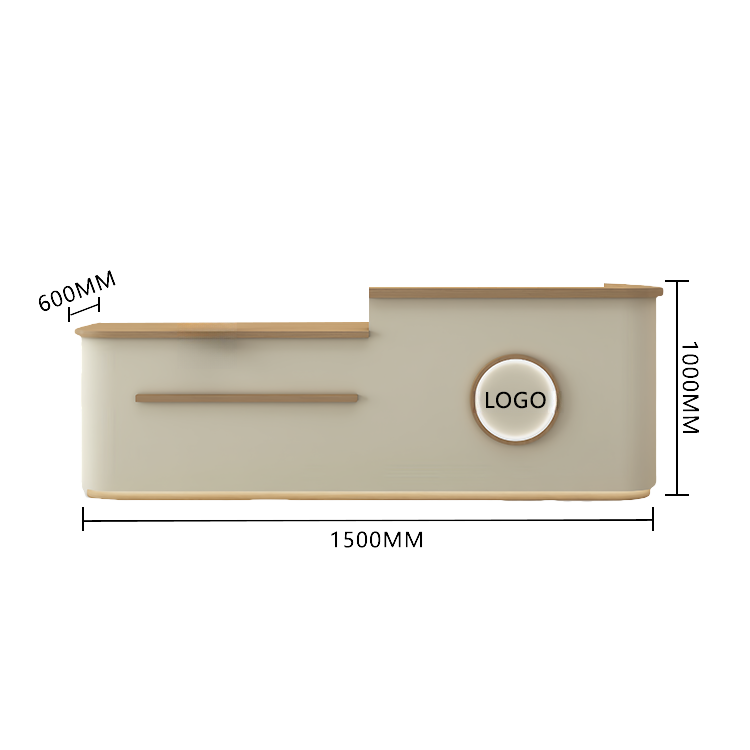 受付カウンター レジカウンター 大型 受付台 店舗用 サロン 大容量収納 丈夫 ベージュ カスタマイズ可能 JDQT-BODS-N005