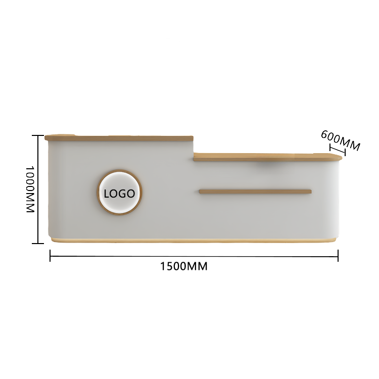 受付カウンター レジカウンター 大型 受付台 店舗用 サロン 大容量収納 丈夫 ベージュ カスタマイズ可能 JDQT-BODS-N005