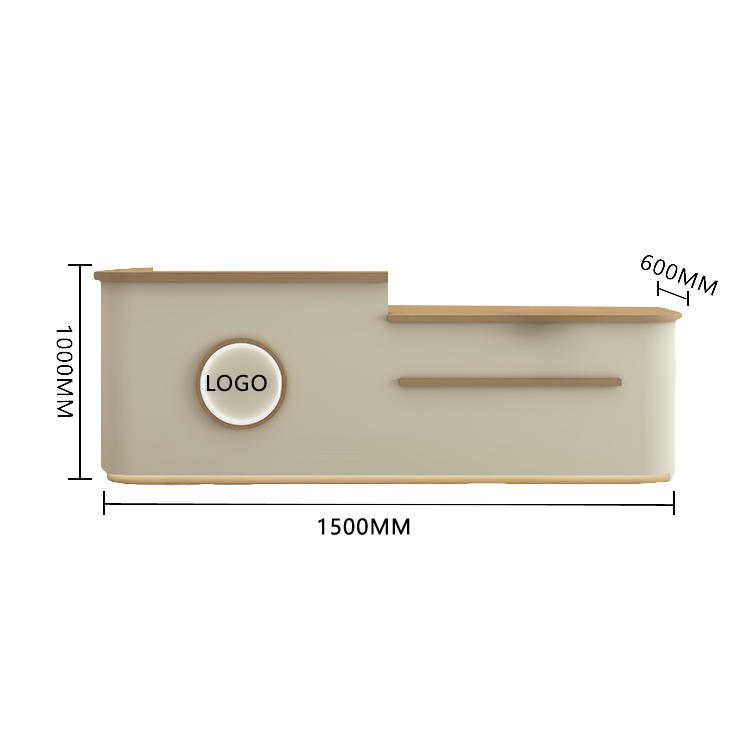 受付カウンター レジカウンター 大型 受付台 店舗用 サロン 大容量収納 丈夫 ベージュ カスタマイズ可能 JDQT-BODS-N005