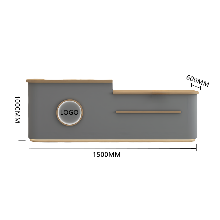 受付カウンター レジカウンター 大型 受付台 店舗用 サロン 大容量収納 丈夫 ベージュ カスタマイズ可能 JDQT-BODS-N005