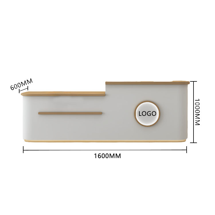 受付カウンター レジカウンター 大型 受付台 店舗用 サロン 大容量収納 丈夫 ベージュ カスタマイズ可能 JDQT-BODS-N005