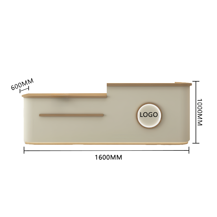 受付カウンター レジカウンター 大型 受付台 店舗用 サロン 大容量収納 丈夫 ベージュ カスタマイズ可能 JDQT-BODS-N005