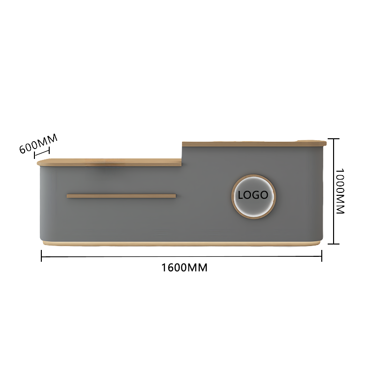 受付カウンター レジカウンター 大型 受付台 店舗用 サロン 大容量収納 丈夫 ベージュ カスタマイズ可能 JDQT-BODS-N005