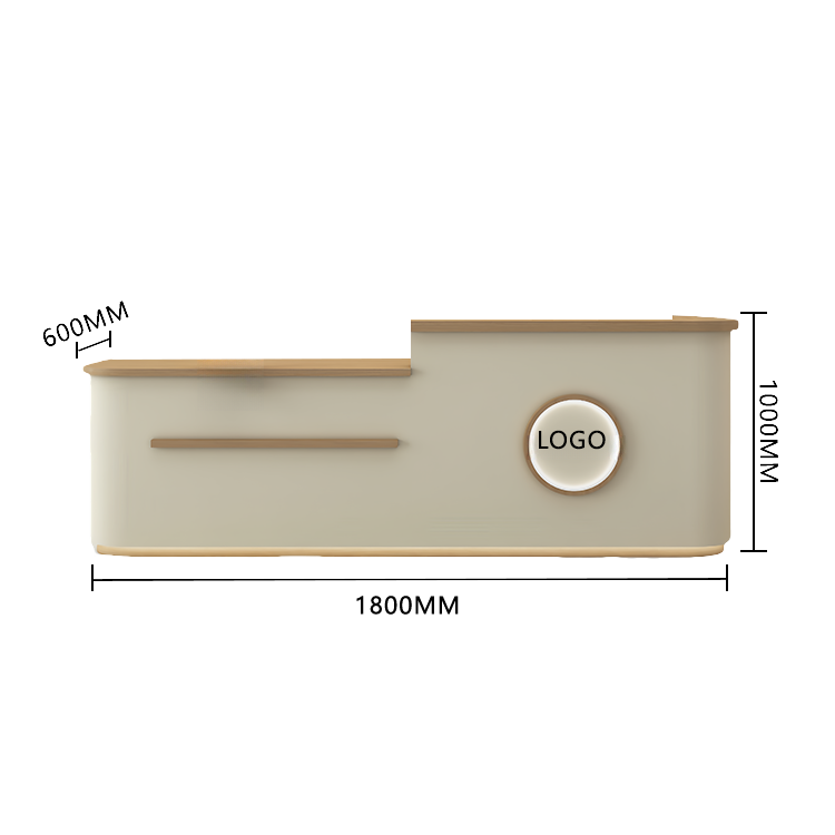 受付カウンター レジカウンター 大型 受付台 店舗用 サロン 大容量収納 丈夫 ベージュ カスタマイズ可能 JDQT-BODS-N005
