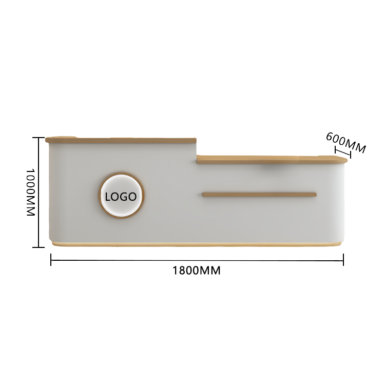 受付カウンター レジカウンター 大型 受付台 店舗用 サロン 大容量収納 丈夫 ベージュ カスタマイズ可能 JDQT-BODS-N005