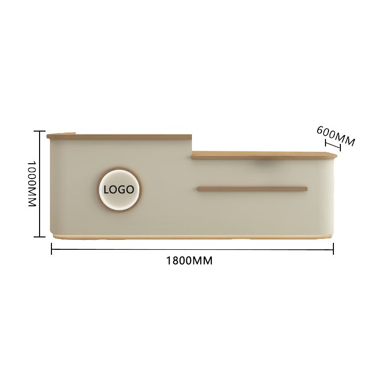 受付カウンター レジカウンター 大型 受付台 店舗用 サロン 大容量収納 丈夫 ベージュ カスタマイズ可能 JDQT-BODS-N005