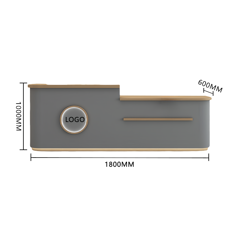 受付カウンター レジカウンター 大型 受付台 店舗用 サロン 大容量収納 丈夫 ベージュ カスタマイズ可能 JDQT-BODS-N005