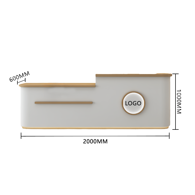 受付カウンター レジカウンター 大型 受付台 店舗用 サロン 大容量収納 丈夫 ベージュ カスタマイズ可能 JDQT-BODS-N005