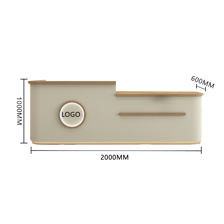 受付カウンター レジカウンター 大型 受付台 店舗用 サロン 大容量収納 丈夫 ベージュ カスタマイズ可能 JDQT-BODS-N005