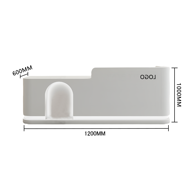 受付カウンター フロント 大型 店舗用 LEDライト付き 大容量収納 洗練 ベージュ カスタマイズ可能 JDQT-BODS-N006