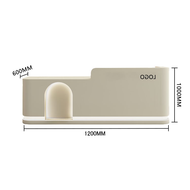 受付カウンター フロント 大型 店舗用 LEDライト付き 大容量収納 洗練 ベージュ カスタマイズ可能 JDQT-BODS-N006
