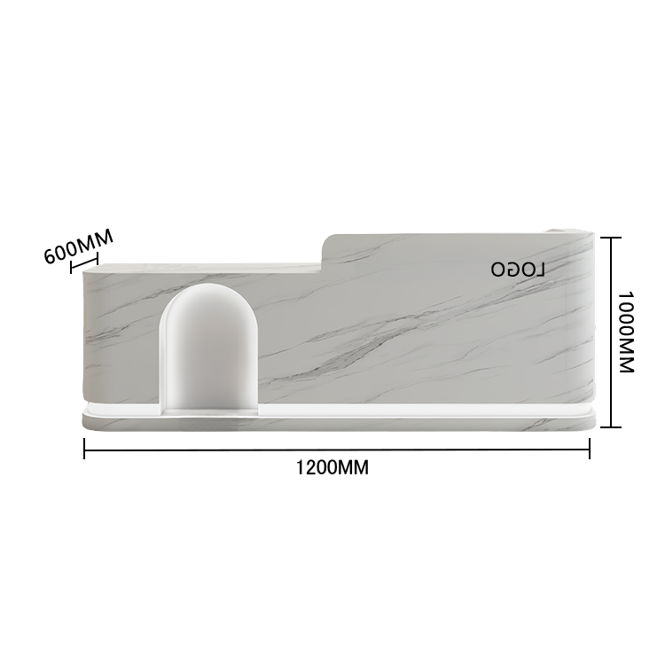 受付カウンター フロント 大型 店舗用 LEDライト付き 大容量収納 洗練 ベージュ カスタマイズ可能 JDQT-BODS-N006