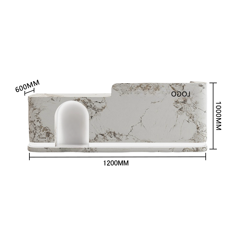 受付カウンター フロント 大型 店舗用 LEDライト付き 大容量収納 洗練 ベージュ カスタマイズ可能 JDQT-BODS-N006