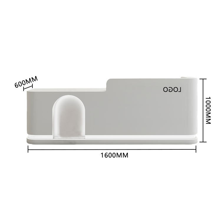 受付カウンター フロント 大型 店舗用 LEDライト付き 大容量収納 洗練 ベージュ カスタマイズ可能 JDQT-BODS-N006