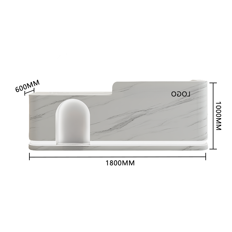 受付カウンター フロント 大型 店舗用 LEDライト付き 大容量収納 洗練 ベージュ カスタマイズ可能 JDQT-BODS-N006