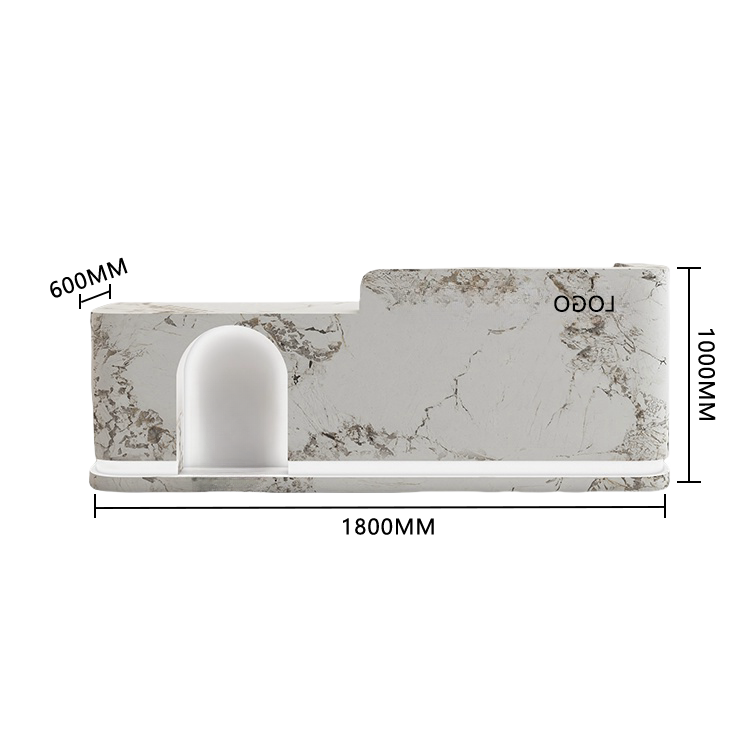 受付カウンター フロント 大型 店舗用 LEDライト付き 大容量収納 洗練 ベージュ カスタマイズ可能 JDQT-BODS-N006