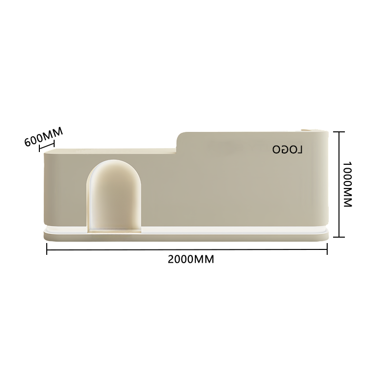 受付カウンター フロント 大型 店舗用 LEDライト付き 大容量収納 洗練 ベージュ カスタマイズ可能 JDQT-BODS-N006