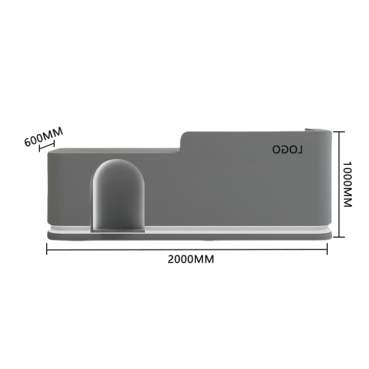 受付カウンター レジカウンター フロント 受付台 オフィスカウンター 店舗用 サロン ショップ用 引き出し LEDライト付き 扉付き収納 キーボードトレイ 大容量収納 耐久性 エコボード 厚手 エコ おしゃれ 洗練 ベージュ カスタマイズ可能 JDQT-BODS-N006