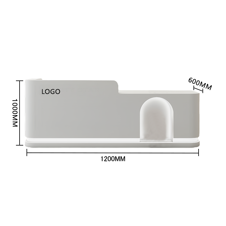 受付カウンター フロント 大型 店舗用 LEDライト付き 大容量収納 洗練 ベージュ カスタマイズ可能 JDQT-BODS-N006