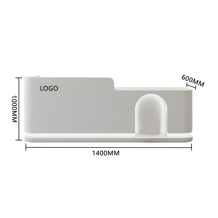 受付カウンター フロント 大型 店舗用 LEDライト付き 大容量収納 洗練 ベージュ カスタマイズ可能 JDQT-BODS-N006