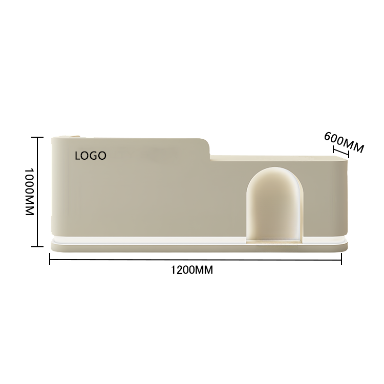 受付カウンター フロント 大型 店舗用 LEDライト付き 大容量収納 洗練 ベージュ カスタマイズ可能 JDQT-BODS-N006