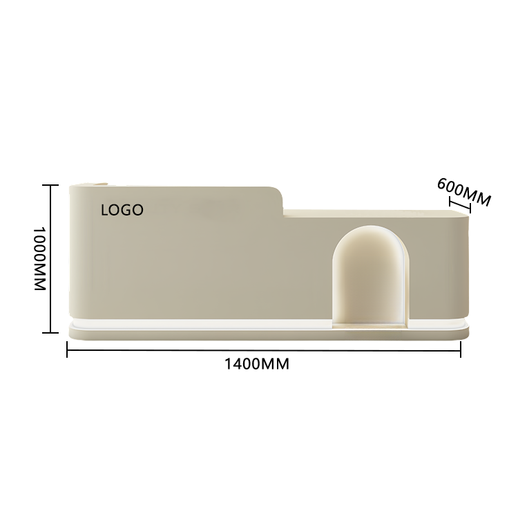 受付カウンター フロント 大型 店舗用 LEDライト付き 大容量収納 洗練 ベージュ カスタマイズ可能 JDQT-BODS-N006