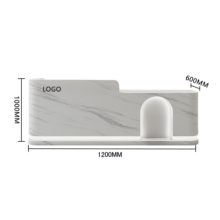 受付カウンター フロント 大型 店舗用 LEDライト付き 大容量収納 洗練 ベージュ カスタマイズ可能 JDQT-BODS-N006