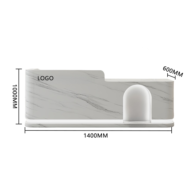 受付カウンター フロント 大型 店舗用 LEDライト付き 大容量収納 洗練 ベージュ カスタマイズ可能 JDQT-BODS-N006