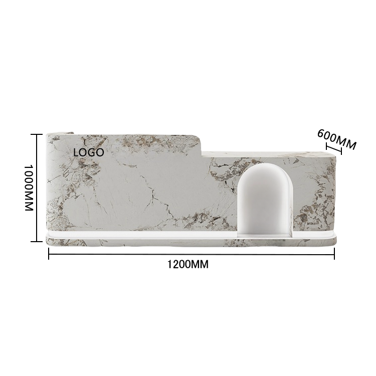 受付カウンター フロント 大型 店舗用 LEDライト付き 大容量収納 洗練 ベージュ カスタマイズ可能 JDQT-BODS-N006