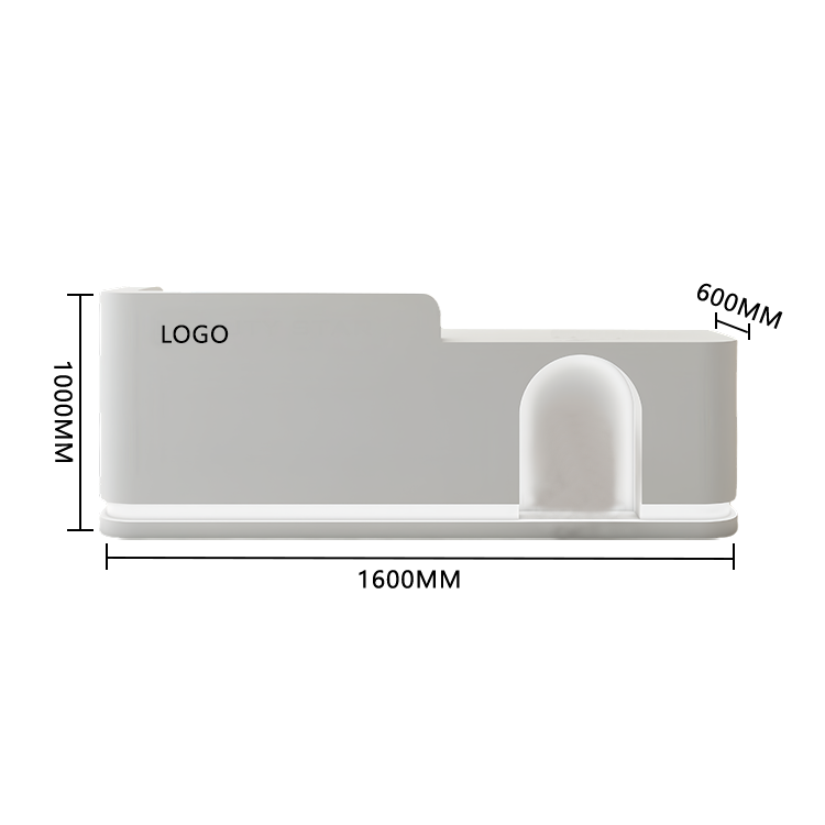 受付カウンター フロント 大型 店舗用 LEDライト付き 大容量収納 洗練 ベージュ カスタマイズ可能 JDQT-BODS-N006