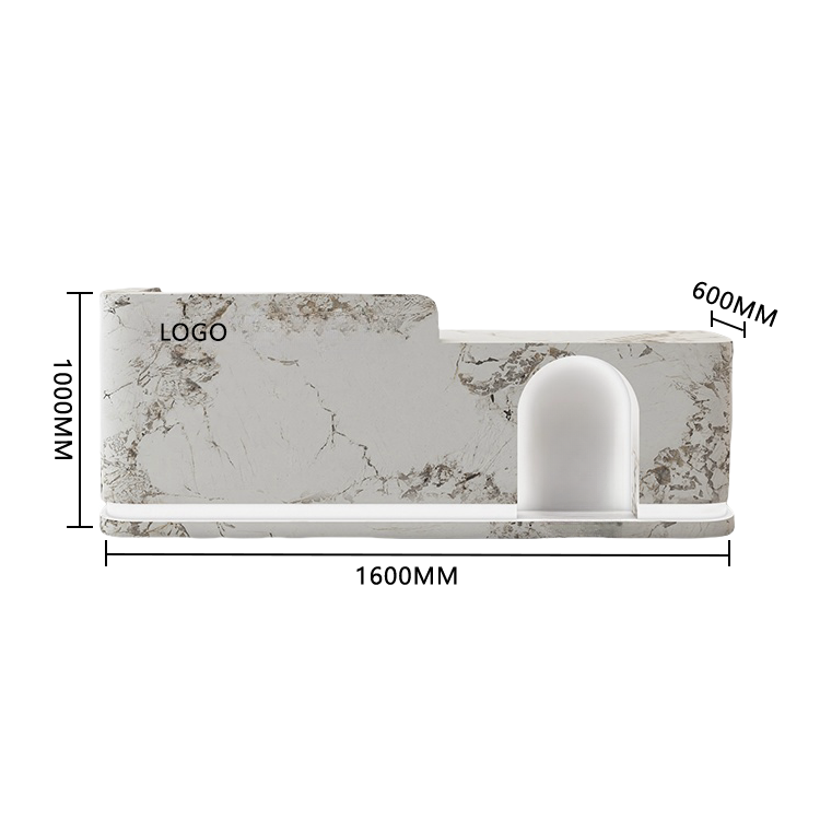 受付カウンター フロント 大型 店舗用 LEDライト付き 大容量収納 洗練 ベージュ カスタマイズ可能 JDQT-BODS-N006