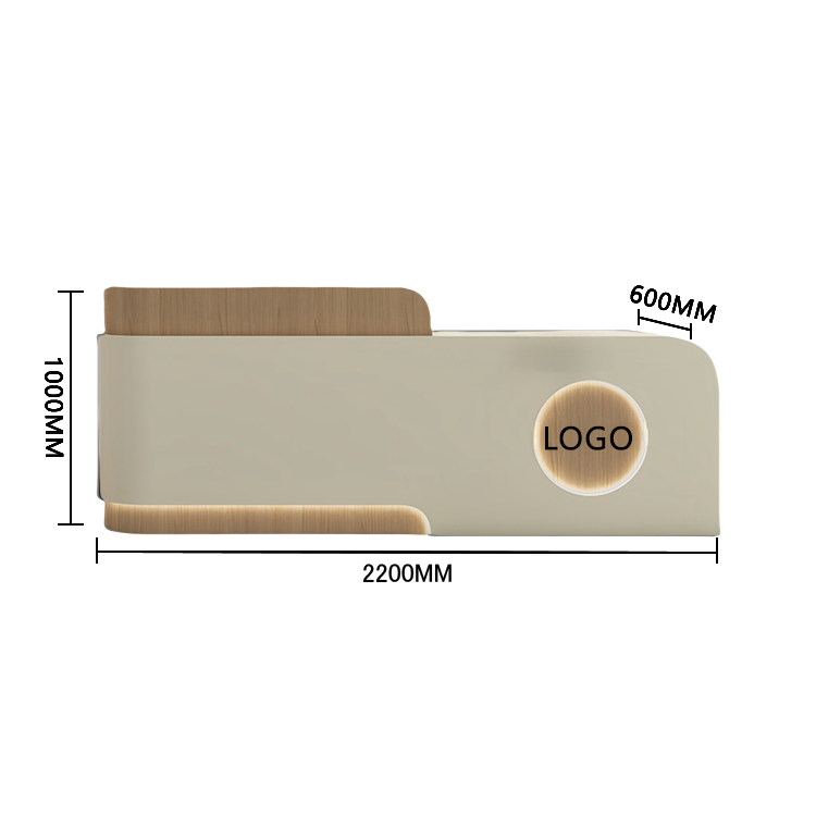 受付カウンター 大型 受付台 エントランス受付 店舗用 サロン 大容量収納 ベージュ カスタマイズ可能 JDQT-BODS-N007